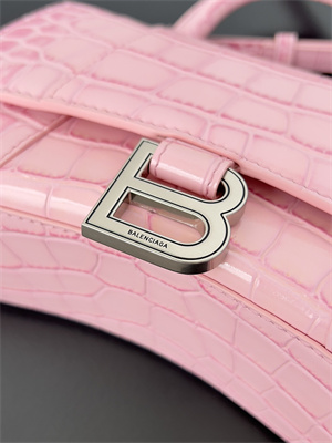 Women’s Hourglass XS Handbag Crocodile Embossed In Paris Pink-Silver