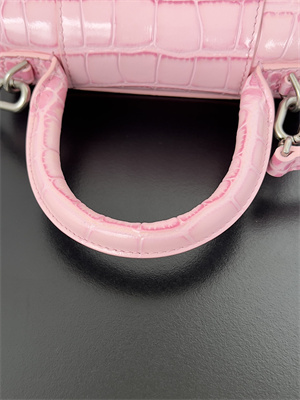 Women’s Hourglass XS Handbag Crocodile Embossed In Paris Pink-Silver