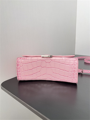 Women’s Hourglass XS Handbag Crocodile Embossed In Paris Pink-Silver