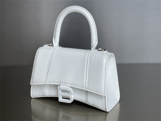 Women’s Hourglass XS Handbag Shiny Box Calfskin In White