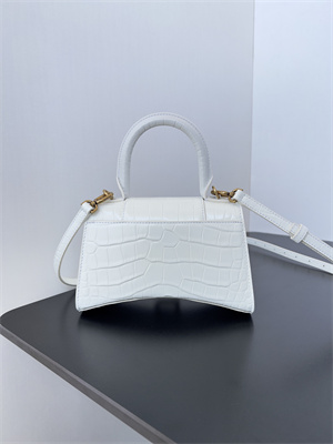 Women’s Hourglass XS Handbag Crocodile Embossed In White-Gold