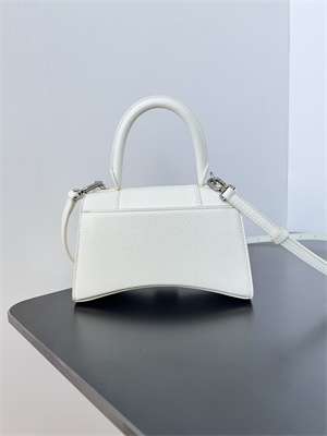 Women’s Hourglass XS Handbag Grained Calfskin In White-Silver