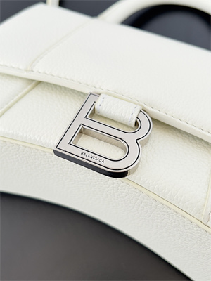 Women’s Hourglass XS Handbag Grained Calfskin In White-Silver