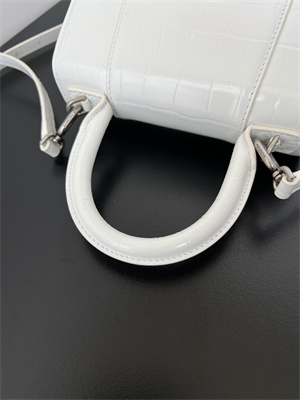 Women’s Hourglass XS Handbag Crocodile Embossed In White-Silver