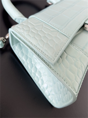 Women’s Hourglass XS Handbag Crocodile Embossed In Mint Blue-Silver