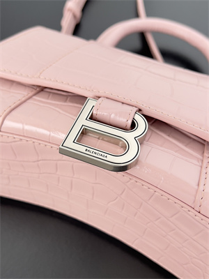 Women’s Hourglass XS Handbag Crocodile Embossed In Ice Pink-Silver