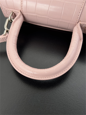 Women’s Hourglass XS Handbag Crocodile Embossed In Ice Pink-Silver