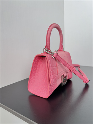 Women’s Hourglass XS Handbag Crocodile Embossed In Gradient Pink-Silver