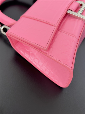 Women’s Hourglass XS Handbag Crocodile Embossed In Pink-Silver