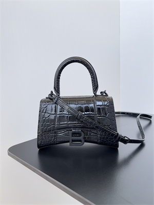 Women’s Hourglass XS Handbag Crocodile Embossed In Black-Black