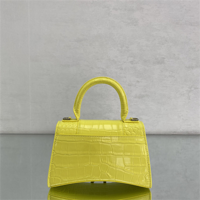 Women’s Hourglass XS Handbag Crocodile Embossed In Yellow-Silver