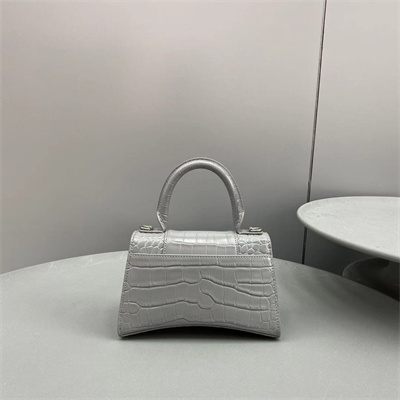 Women’s Hourglass XS Handbag Crocodile Embossed In Grey-Silver