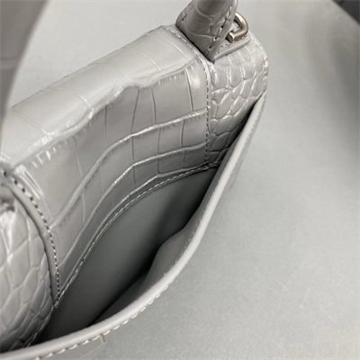 Women’s Hourglass XS Handbag Crocodile Embossed In Grey-Silver