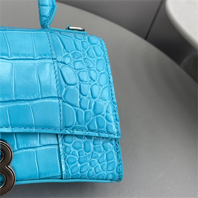 Women’s Hourglass XS Handbag Crocodile Embossed In Blue-Silver