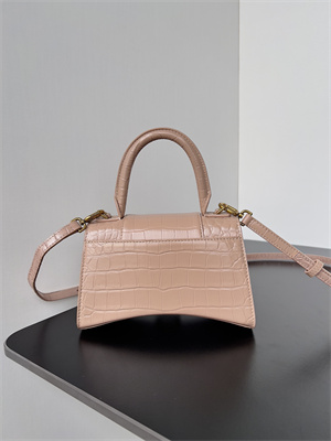 Women’s Hourglass XS Handbag Crocodile Embossed In Nude Pink-Gold