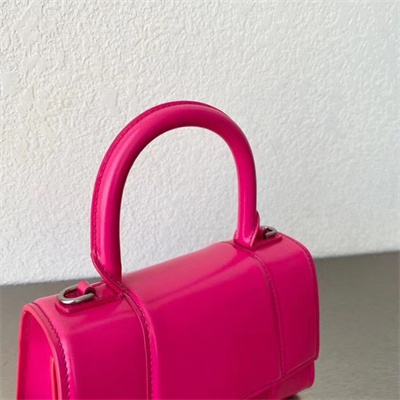 Women’s Hourglass XS Handbag Shiny Box Calfskin In Fuchsia-Silver