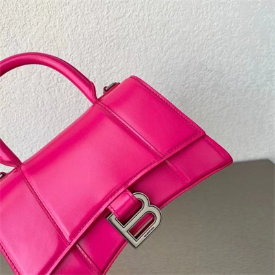 Women’s Hourglass XS Handbag Shiny Box Calfskin In Fuchsia-Silver