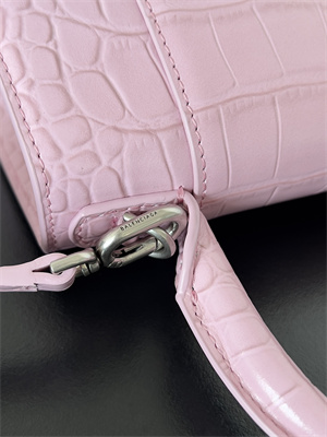 Women’s Hourglass XS Handbag Crocodile Embossed In Rose Pink-Silver