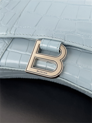 Women’s Hourglass XS Handbag Crocodile Embossed In Lt Blue-Silver