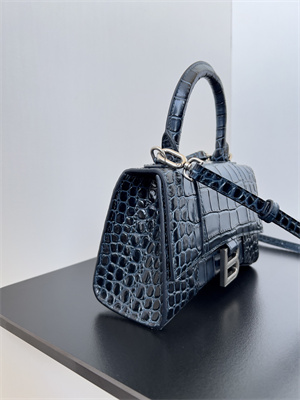 Women’s Hourglass XS Handbag Crocodile Embossed In Navy-Silver