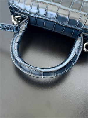 Women’s Hourglass XS Handbag Crocodile Embossed In Navy-Silver