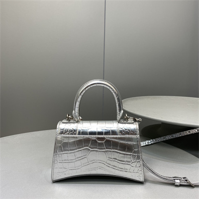 Women’s Hourglass XS Handbag Crocodile Embossed In Silver