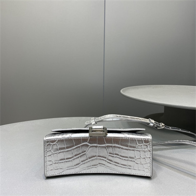 Women’s Hourglass XS Handbag Crocodile Embossed In Silver