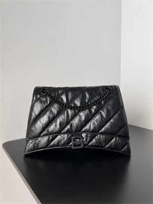 Women’s CRUSH Medium Chain Bag Quilted In Black Crushed Calfskin
