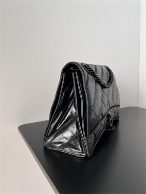 Women’s CRUSH Medium Chain Bag Quilted In Black Crushed Calfskin