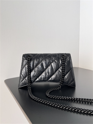 Women’s CRUSH Small Chain Bag Quilted In Black Crushed Calfskin