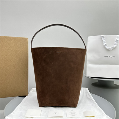 The Row Park N/S Large Tote Bag Dk Brown Suede