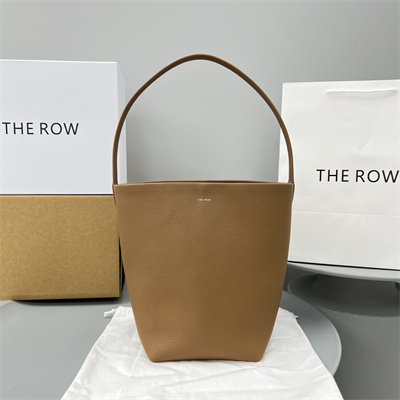 The Row Park N/S Medium Tote Bag Grained Calfskin Brown color