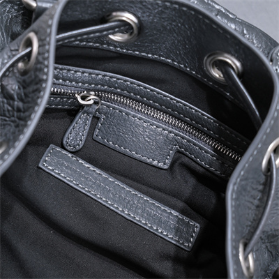 Women’s Le Cagole Small Bucket Bag In Arena Lambskin Dk Grey Color