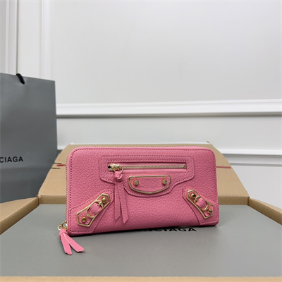 Le Cagole Continental Zippy Wallet In Goatskin Pink Color