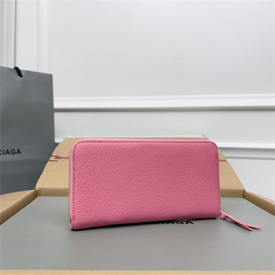 Le Cagole Continental Zippy Wallet In Goatskin Pink Color