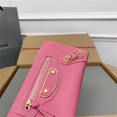 Le Cagole Continental Zippy Wallet In Goatskin Pink Color