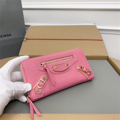 Le Cagole Continental Zippy Wallet In Goatskin Pink Color