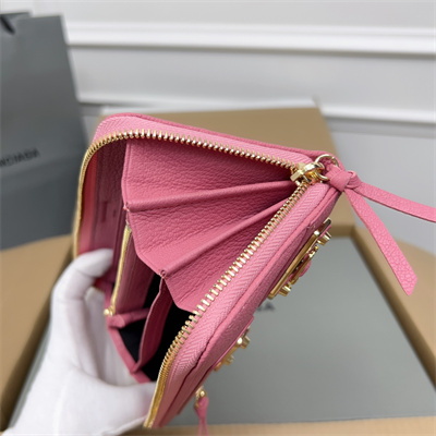 Le Cagole Continental Zippy Wallet In Goatskin Pink Color