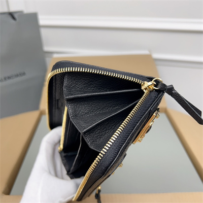 Le Cagole Continental Zippy Wallet In Goatskin Black Color