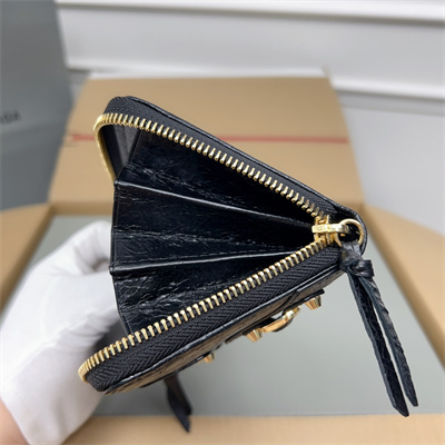 Le Cagole Continental Zippy Wallet In Arena Lambskin Black Color