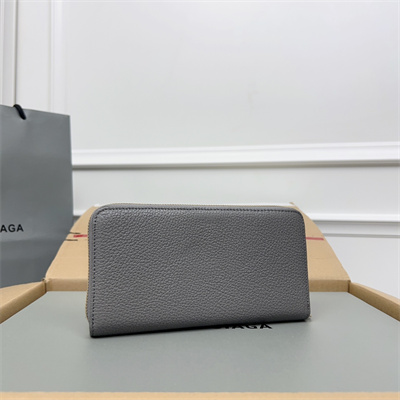 Le Cagole Continental Zippy Wallet In Goatskin Grey Color