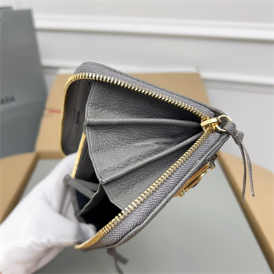 Le Cagole Continental Zippy Wallet In Goatskin Grey Color