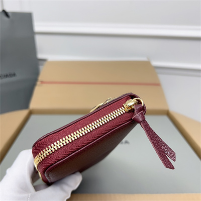 Le Cagole Continental Zippy Wallet In Goatskin Burgundy Color