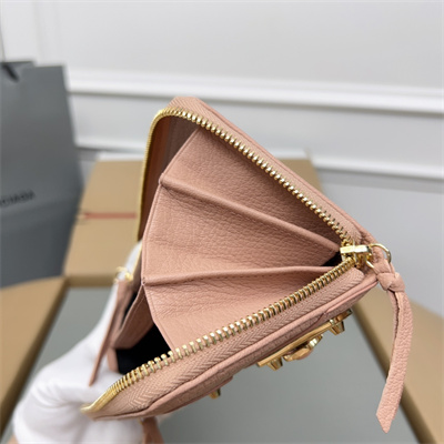 Le Cagole Continental Zippy Wallet In Goatskin Rose Pink Color