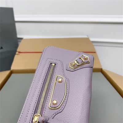 Le Cagole Continental Zippy Wallet In Goatskin Lt Violet Color