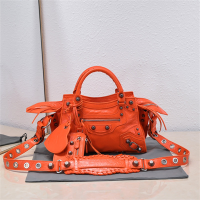 Women’s NEO Cagole XS Handbag In Arena Lambskin Orange Color