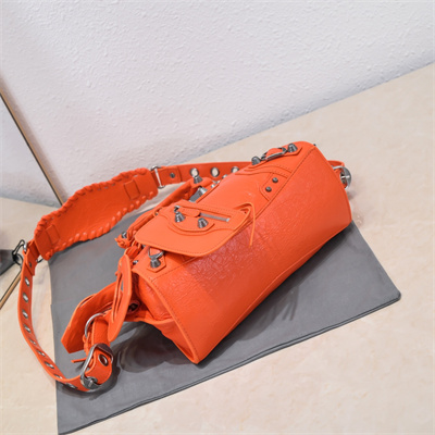Women’s NEO Cagole XS Handbag In Arena Lambskin Orange Color