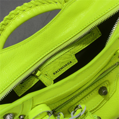 Women’s NEO Cagole XS Handbag In Arena Lambskin Fluorescent Green Color