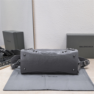 Women’s NEO Cagole City Small Handbag In Arena Lambskin Dk Grey Color