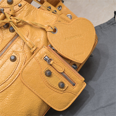 Women’s NEO Cagole City Small Handbag In Arena Lambskin Yellow Color